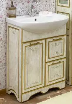 Тумба с раковиной Sanflor Адель 65, дуб/золото