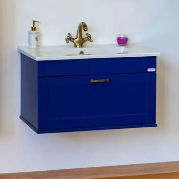 Тумба с раковиной Sanflor Ванесса 75 подвесная, индиго