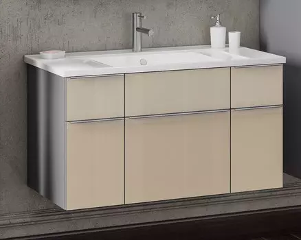 Тумба с раковиной Smile Кристалл 90, бежевый