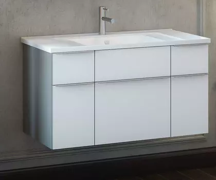 Тумба с раковиной Smile Кристалл 90, титан/белый