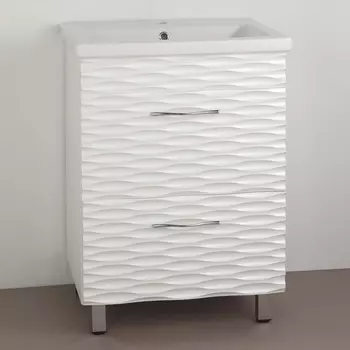 Тумба с раковиной Style Line Ассоль 60 Люкс Plus наполная, техно платина