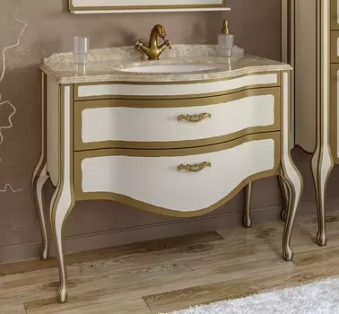 Тумба с раковиной Timo Ellen plus 100 M-V, бежевый с золотом