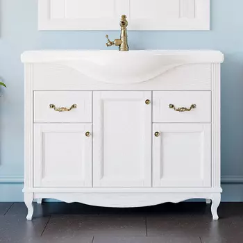 Тумба с раковиной ValenHouse Эллина 105 белая, фурнитура бронза