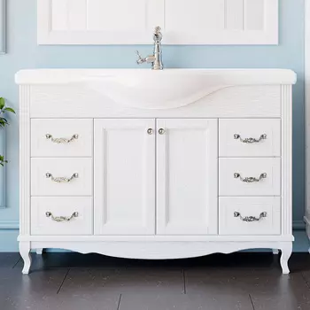 Тумба с раковиной ValenHouse Эллина 120 белая, фурнитура хром