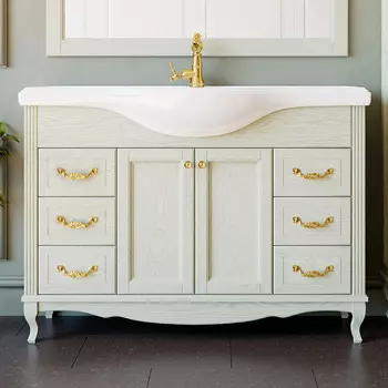 Тумба с раковиной ValenHouse Эллина 120 слоновая кость, фурнитура золото