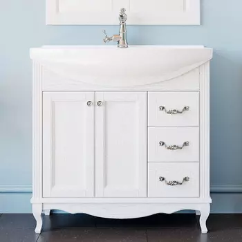 Тумба с раковиной ValenHouse Эллина 85 белая, фурнитура хром