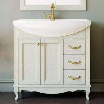 Тумба с раковиной ValenHouse Эллина 85 слоновая кость, фурнитура золото