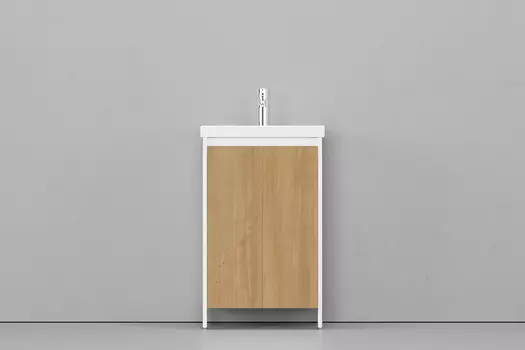 Тумба с раковиной Velvex Klaufs 50.2D белая, шатанэ, напольная