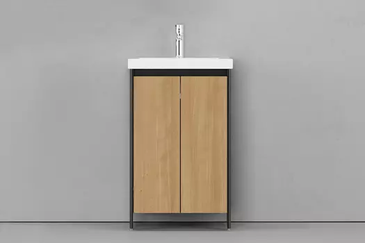 Тумба с раковиной Velvex Klaufs 50.2D черная, шатанэ, напольная