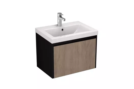 Тумба с раковиной Velvex Klaufs 60.1Y черная, шатанэ, подвесная