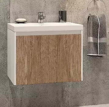 Тумба с раковиной Velvex Klaufs 60.1Y белая, шатанэ, подвесная