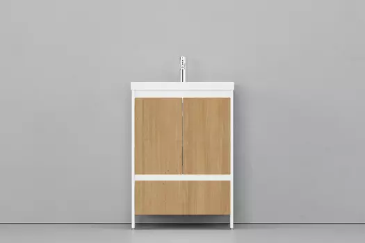 Тумба с раковиной Velvex Klaufs 60.2D.1Y белая, шатанэ, напольная