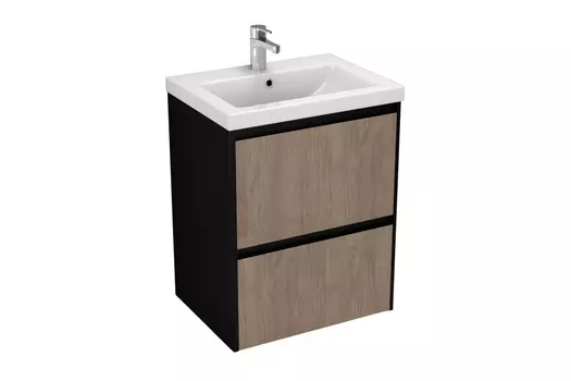 Тумба с раковиной Velvex Klaufs 60.2Y черная, шатанэ, подвесная