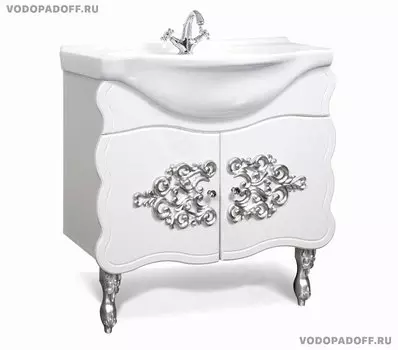 Тумба с раковиной Vicenza Верди 85, белый/серебро