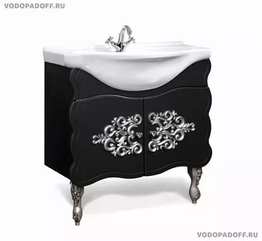 Тумба с раковиной Vicenza Верди 85, черный/серебро