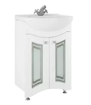 Тумба с раковиной Vod-Ok Адам 55 (фасад стекло), белая