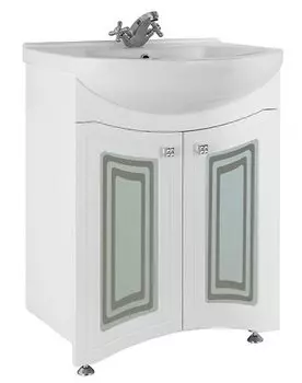 Тумба с раковиной Vod-Ok Адам 75 (фасад стекло), белая