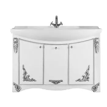 Тумба с раковиной Vod-ok Кармен 120, белый/серебро