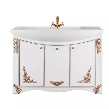 Тумба с раковиной Vod-ok Кармен 120, белый/золото