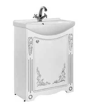 Тумба с раковиной Vod-ok Кармен 65, белый/серебро (дверь)