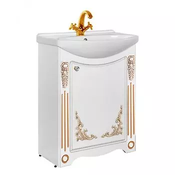 Тумба с раковиной Vod-ok Кармен 65, белый/золото (дверь)