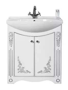 Тумба с раковиной Vod-ok Кармен 85, белый/серебро