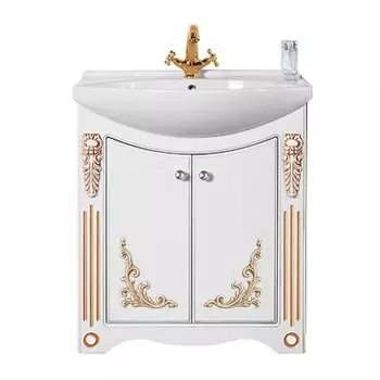 Тумба с раковиной Vod-ok Кармен 85, белый/золото