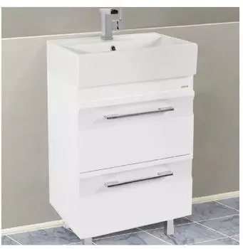 Тумба с раковиной Vod-Ok Мальта 60 с ящиками, белая