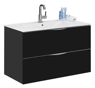 Тумба с раковиной Vod-Ok Марко 90 черная (раковина Melana)