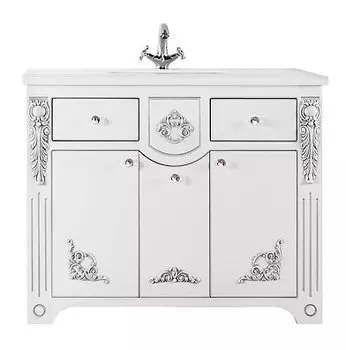 Тумба с раковиной Vod-ok Версаль 105, белый/серебро