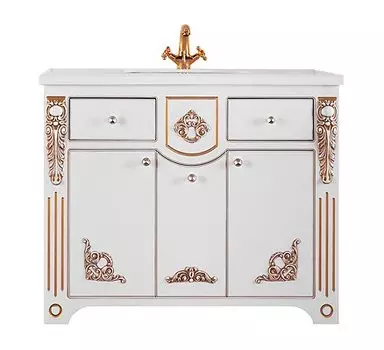 Тумба с раковиной Vod-ok Версаль 105, белый/золото