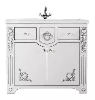 Тумба с раковиной Vod-ok Версаль 95, белый/серебро