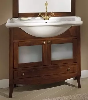 Тумба с раковиной в отделке Орех Bagno Piu Sophia 85 с дверцами под стекло