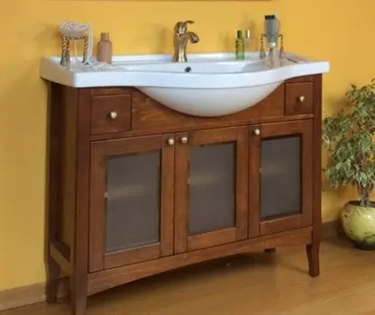 Тумба с раковиной в отделке Орех Bagno Piu Laura 105 с дверцами под стекло