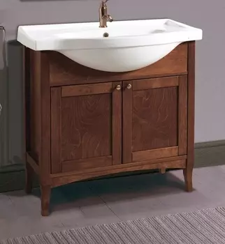 Тумба с раковиной в отделке Орех Bagno Piu Laura 85 с «глухими» дверцами