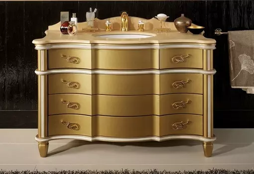 Тумба с раковиной в отделке Состаренное золото Bagno Piu Tiffany 138