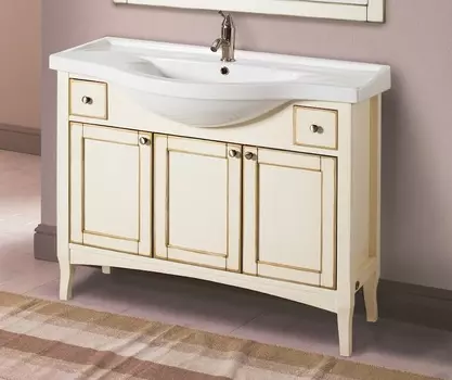 Тумба с раковиной в отделке Венецианская патина с золотом Bagno Piu Laura 105 с «глухими» дверцами