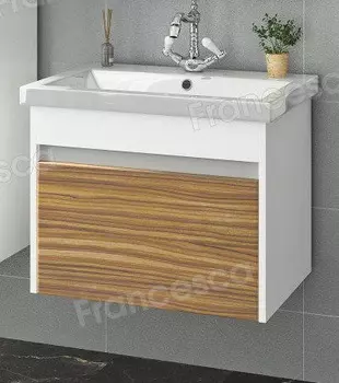 Тумба с умывальником с ящиком подвесная Francesca Doremi 60 (белый/ясень)