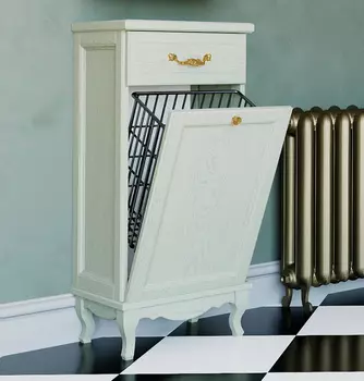 Тумба ValenHouse Лиора 40 с бельевой корзиной, слоновая кость, фурнитура золото