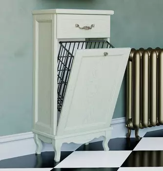 Тумба ValenHouse Лиора 40 с бельевой корзиной, слоновая кость, фурнитура хром