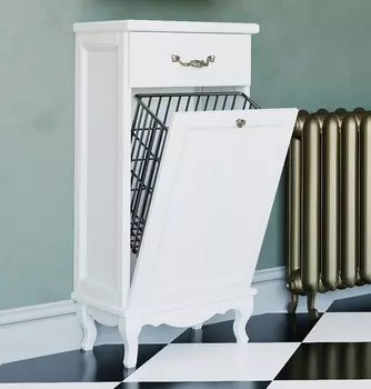 Тумба ValenHouse Лиора 40 с бельевой корзиной, белая, фурнитура хром