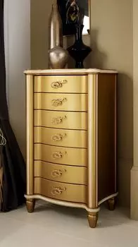 Высокий комод в отделке Состаренное золото Bagno Piu Tiffany