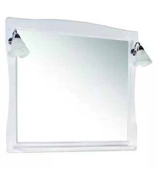 Зеркало ASB-Woodline Модена 85 белое с серебряной патиной массив ясеня