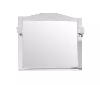 Зеркало ASB-Woodline Салерно 105 со светильниками, белое, патина серебро