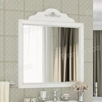 Зеркало Francesca Леонардо 85 белый, патина серебро