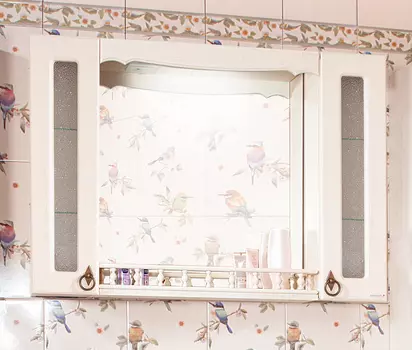 Зеркало-шкаф Бриклаер Кантри 105 Бежевый дуб прованс с балюстрадой