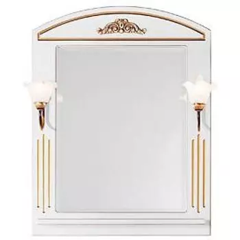 Зеркало Vod-ok Кармен 75, белый/золото