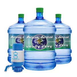 3 бутыли Аква Ареал 19 литров + помпа (тара подлежит обязательному возврату)