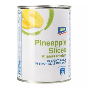 Ананасы Aro кольца в легком сиропе ж/б 560 гр