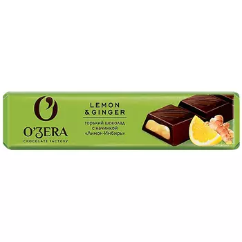 Батончик OZera Lemon&Ginger горький шоколад с имбирем и соком лимона 50 гр